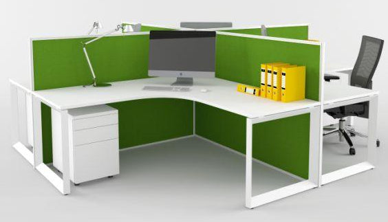 DIAMOND CORNER WORKSTATIONS AND DESKS IN WHITE AVAILABLE FOR IMMEDIATE DELIVERY AND INSTALLATION