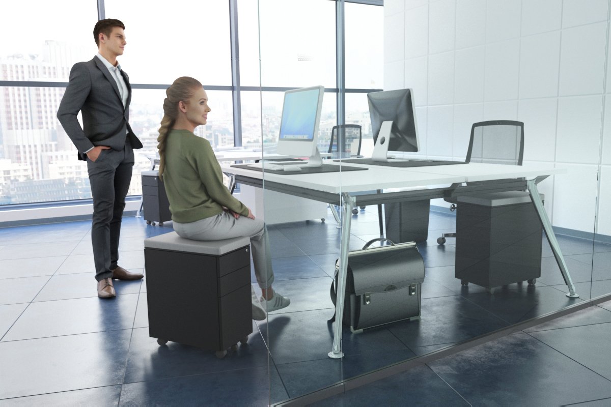 SLIM MOBILE PEDESTAL IN BLACK