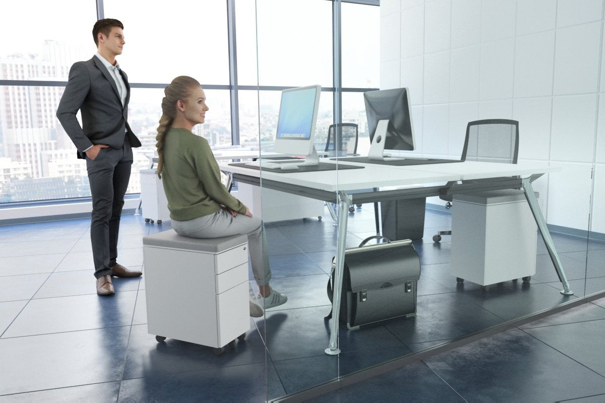 SLIM MOBILE PEDESTAL IN WHITE
