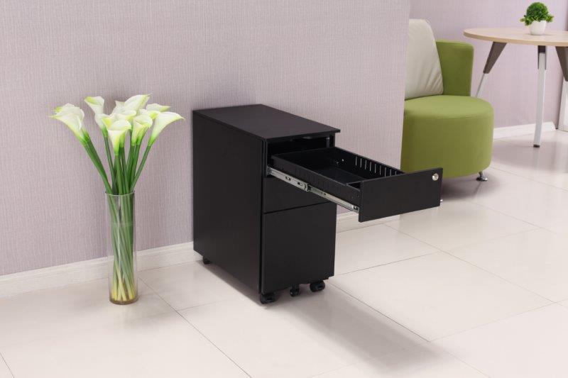 EQ SLIMLINE MOBILE PEDESTALS IN BLACK