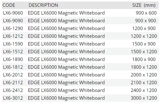 EDGE LX6000 MAGNETIC WHITEBOARD