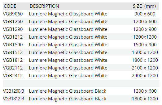 LUMIERE MAGNETIC GLASSBOARDS