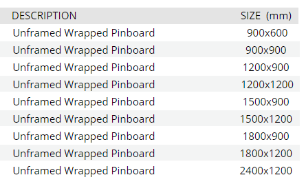 UNFRAMED WRAPPED VELOUR PINBOARDS